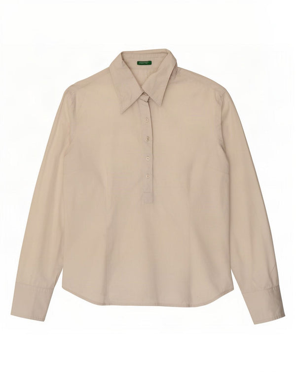 Benetton Chemise Pull Femme UK 10 Petit Blanc Coton