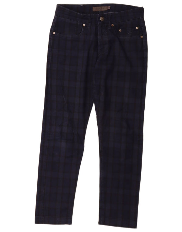 SIVIGLIA Jean Droit Femme W30 L27 Bleu Marine Carreaux Coton