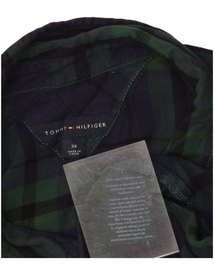 TOMMY HILFIGER Chemise en flanelle pour femme UK 22 3XL Rayonne à carreaux vert