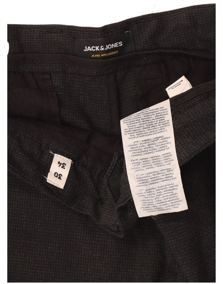 Jack & Jones Pantalon de Costume Slim Homme W30 L32 Gris Pied-de-Poule Polyester