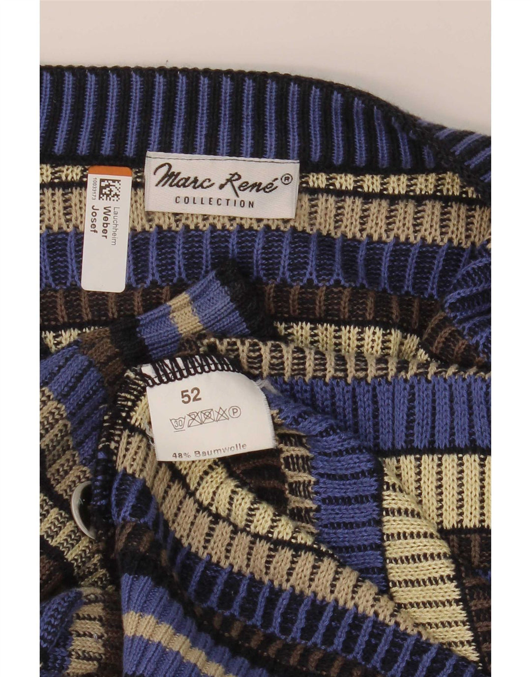 Marc Rene Cardigan Homme Pull IT 52 Grand Bleu Rayé Coton
