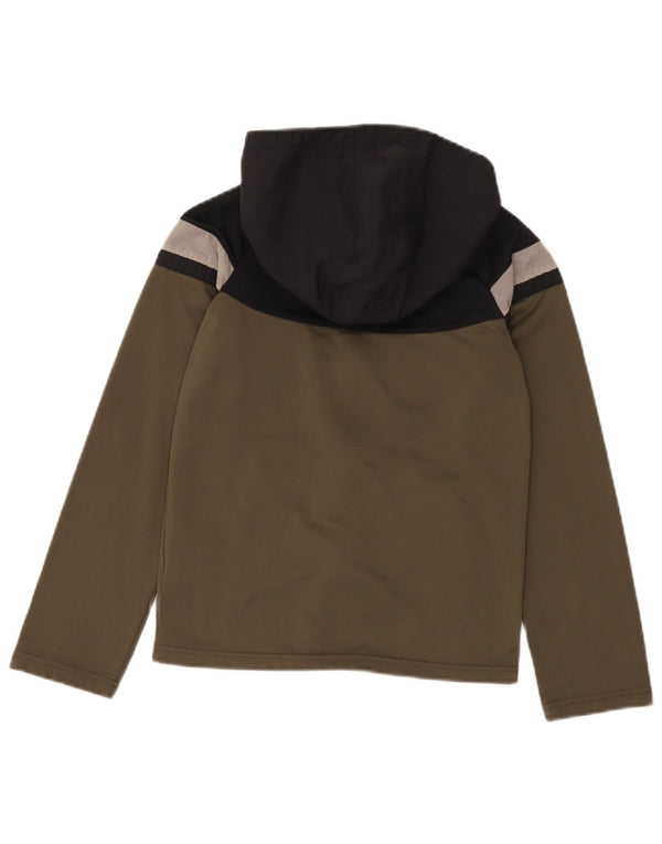 Nike Pull à capuche zippé pour fille 12-13 ans en polyester color block Kaki Taille L