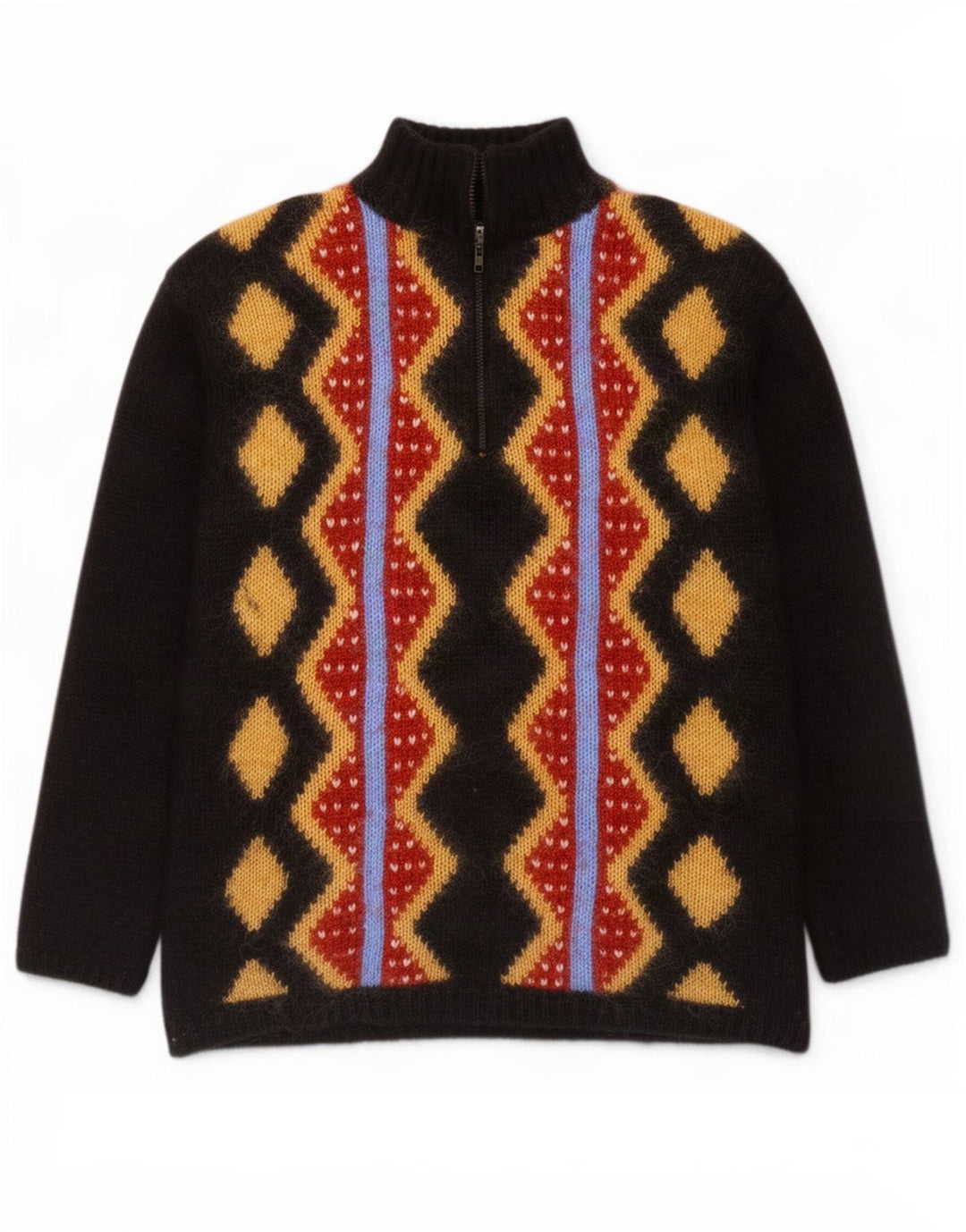 Nagpal Pull à col zippé pour homme Petit Noir Argyle/Diamant