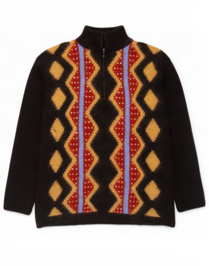 Nagpal Pull à col zippé pour homme Petit Noir Argyle/Diamant