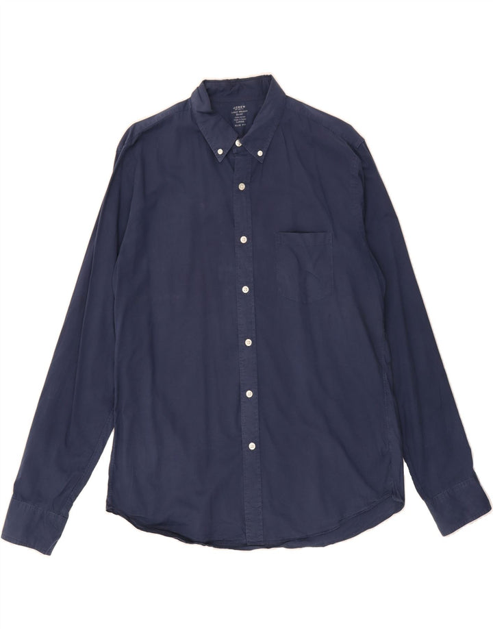 J. CREW Mens Slim Fit Shirt Large Navy Blue Cotton Vintage J. Crew and Second-Hand J. Crew from Messina Hembry 