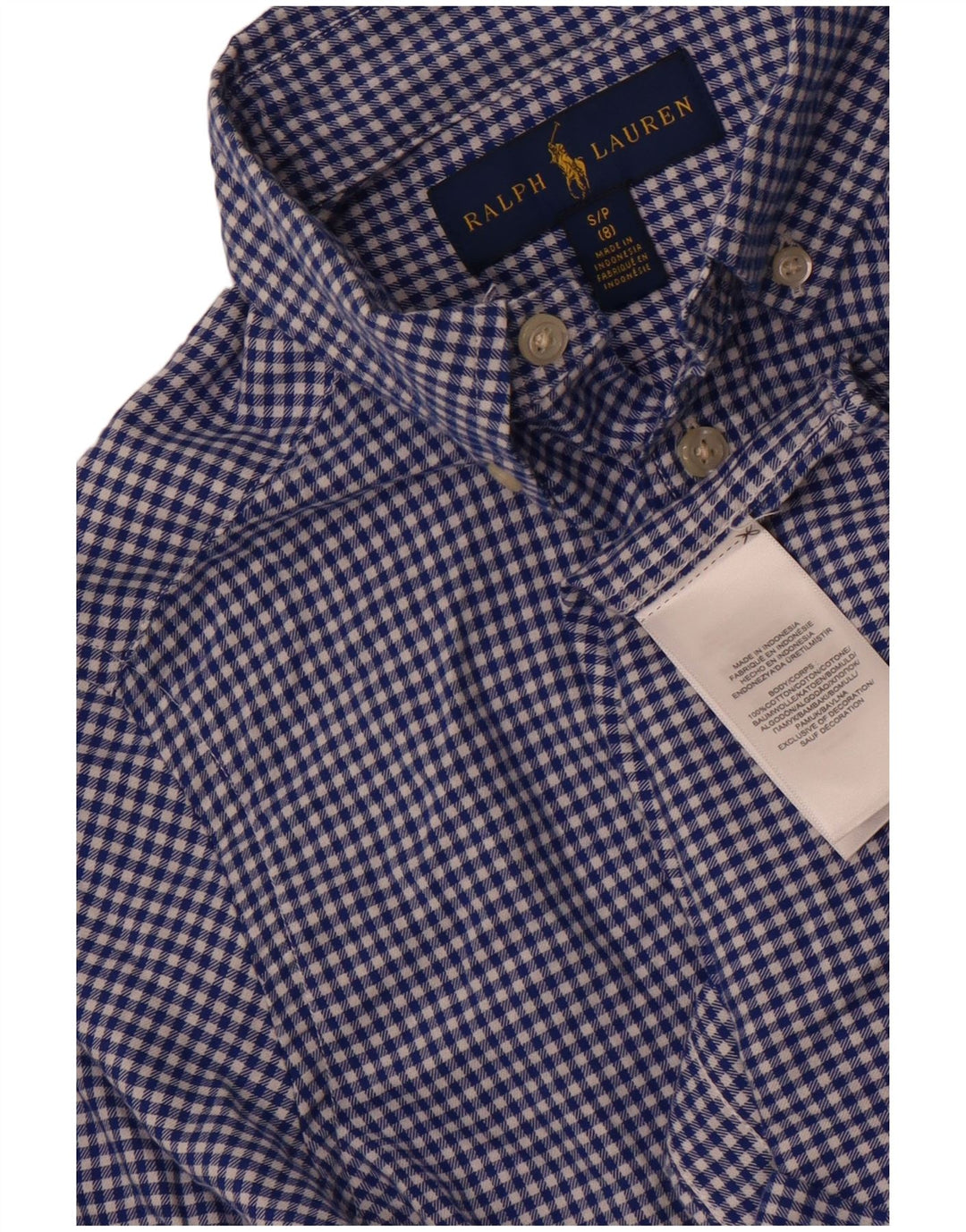 Ralph Lauren Chemise Garçon 7-8 Ans Petit Bleu Vichy Coton