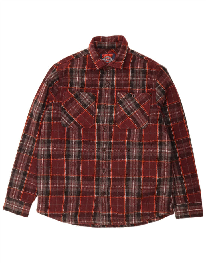 Superdry Surchemise en laine à carreaux bordeaux