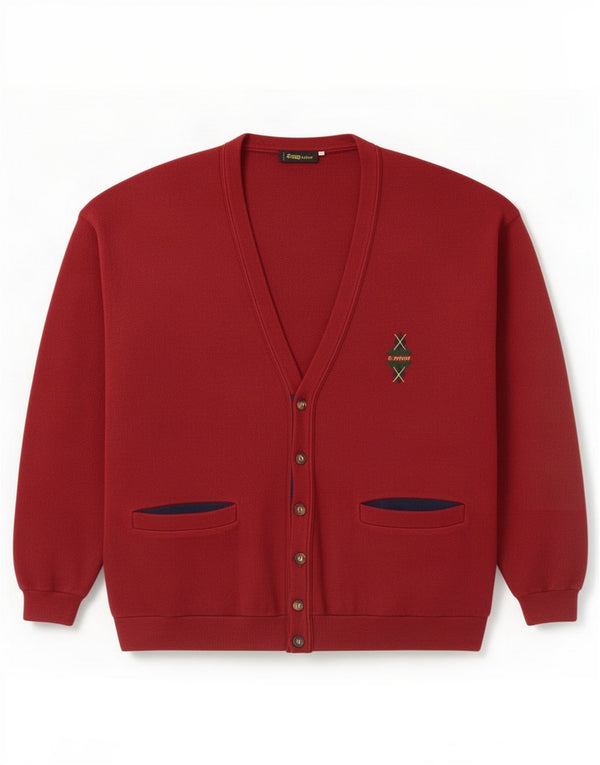 vintage Mens Cardigan Pull Moyen Bourgogne