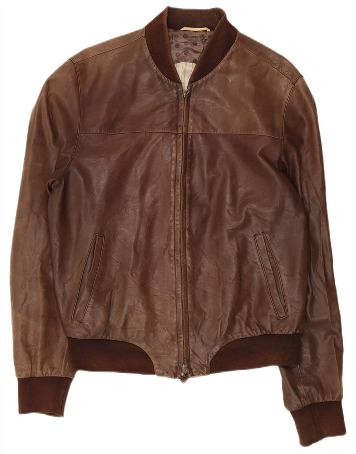 GALLOTTI Veste en Cuir Bomber Homme IT 50 Grand Cuir Marron