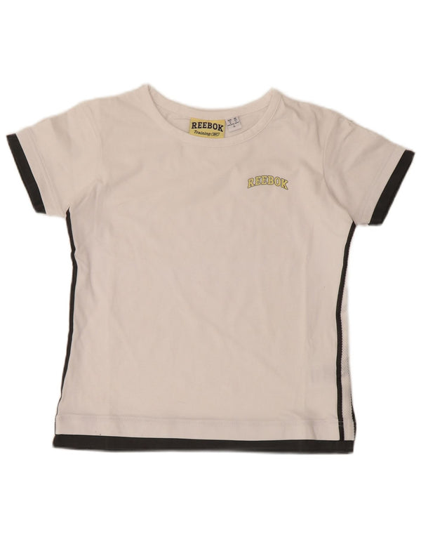 Reebok T-shirt d'entraînement pour garçon 13-14 ans XL Blanc Colorblock Coton