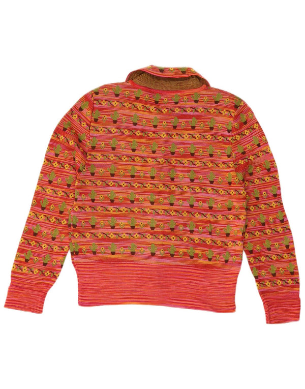 ZARA Femme Pull Boléro à Manches 3/4 UK 14 Grande Viscose Florale Rouge