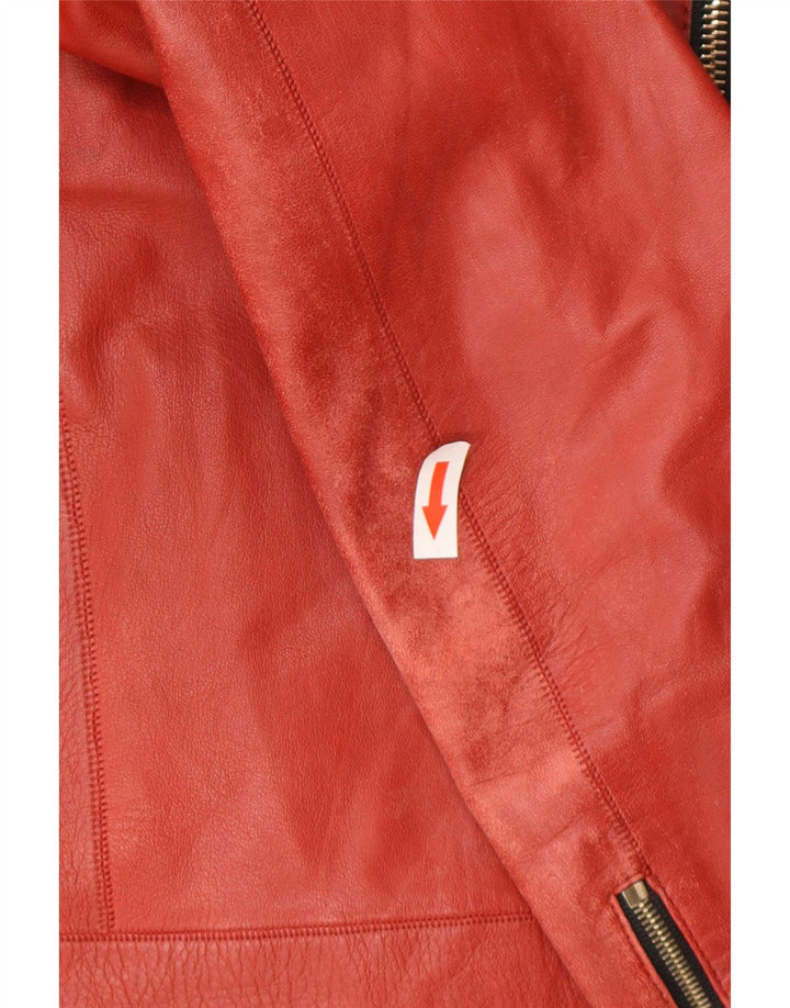 Massimo Dutti Veste de motard en cuir pour homme UK 36 Petit cuir rouge