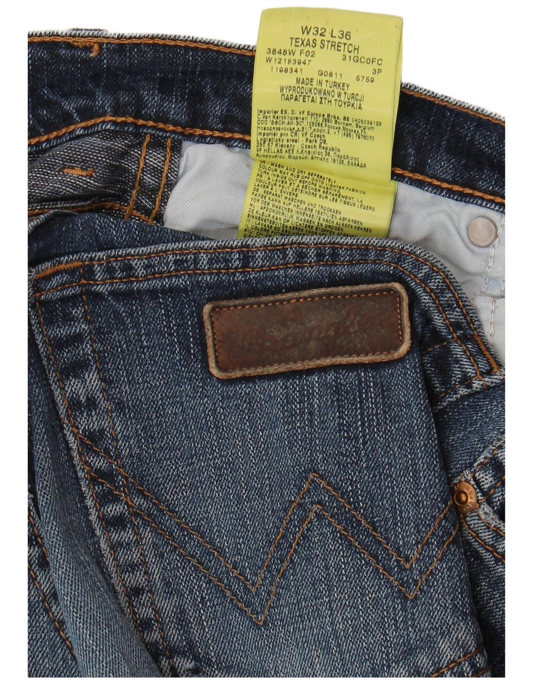 WRANGLER Jean Droit Texas Stretch Homme W32 L36 Bleu Coton