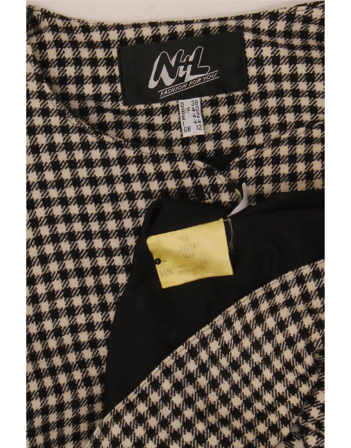 veste boléro femme vintage UK 12 laine pied-de-poule noir moyen