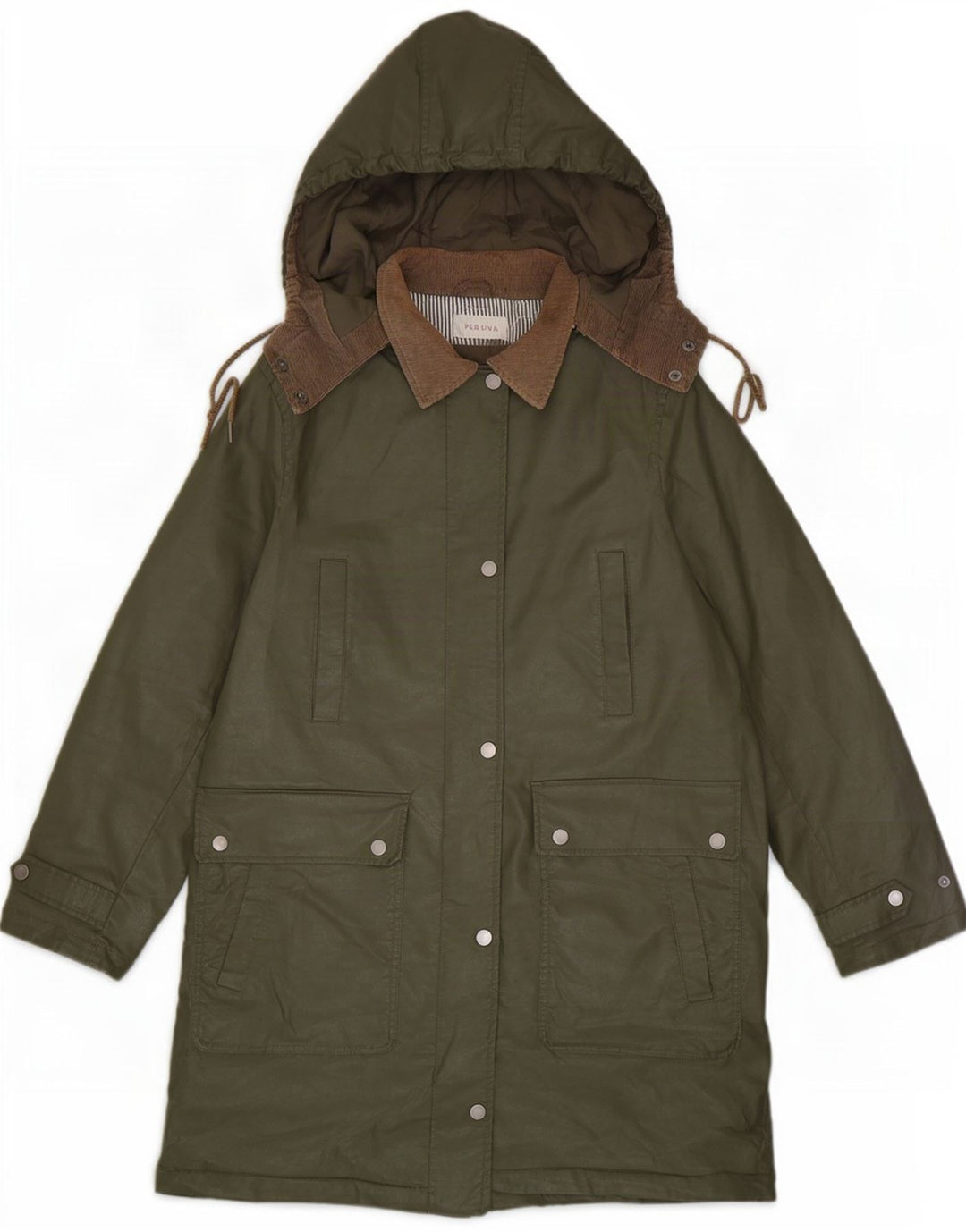 Marks & Spencer Veste à capuche en coton ciré pour femme UK 12 Kaki moyen