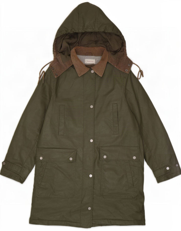 Marks & Spencer Veste à capuche en coton ciré pour femme UK 12 Kaki moyen