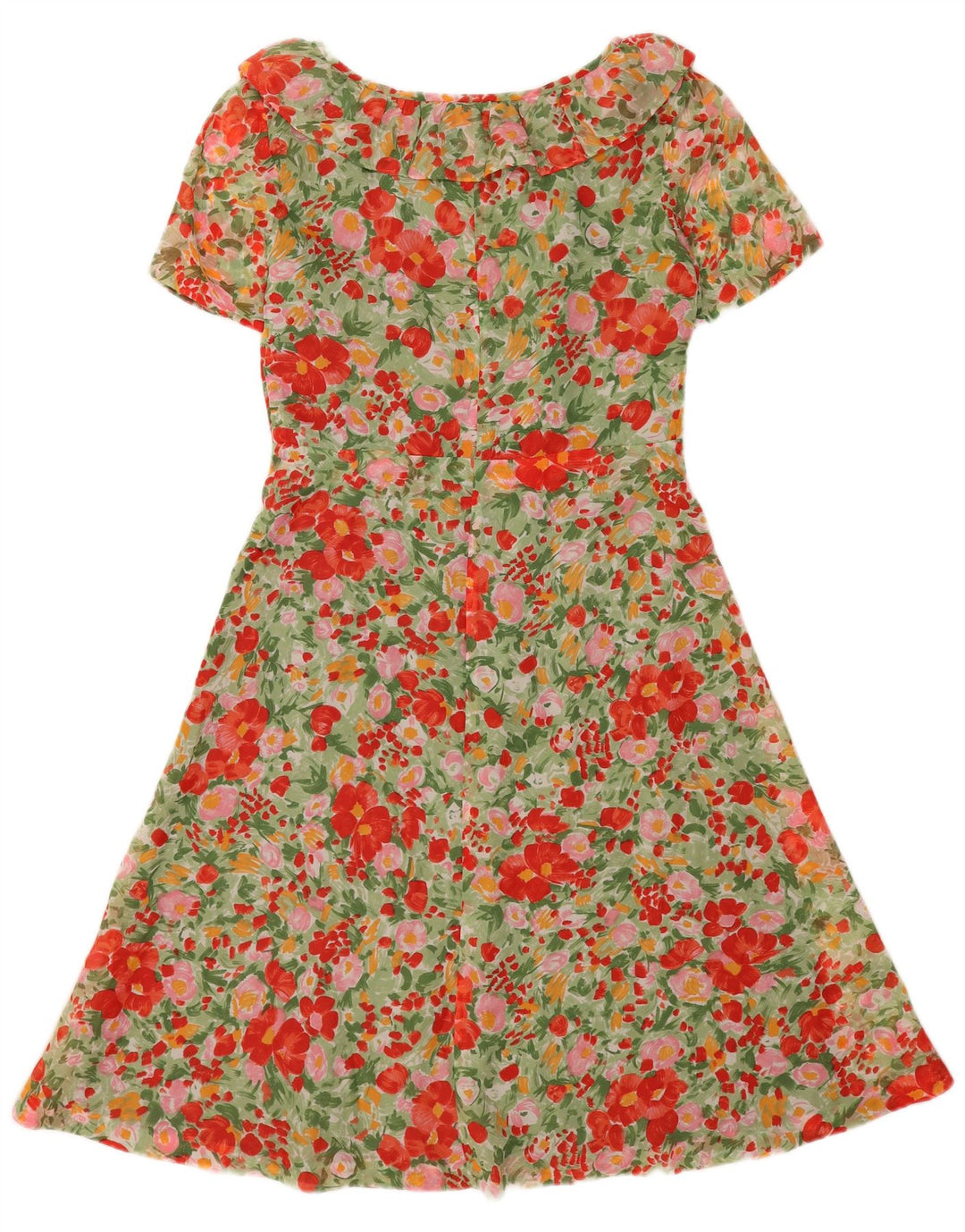 vintage Femme Robe A-Line UK 12 Moyen Multicolore Floral Polyamide