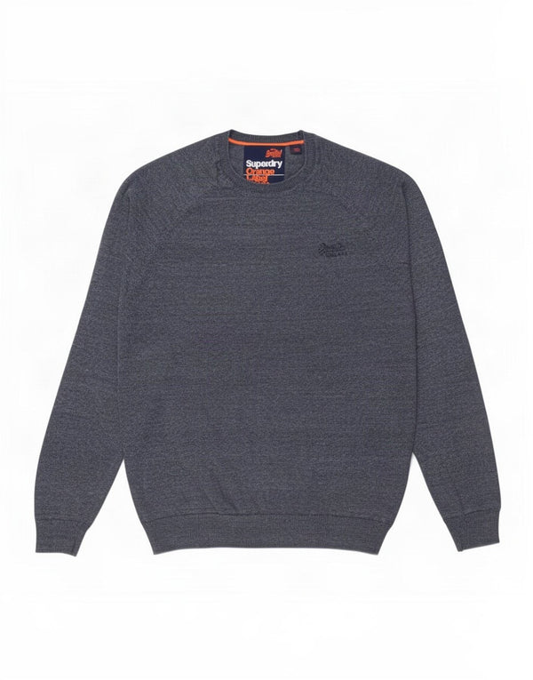 Superdry Pull ras du cou pour homme en coton moucheté bleu grand