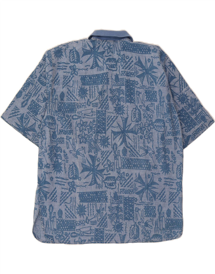 VINTAGE Mens Abstract Pattern Short Sleeve Pullover Shirt Large Blue Vintage Vintage and Second-Hand Vintage from Messina Hembry 