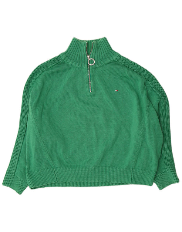 Tommy Hilfiger Pull surdimensionné à col zippé pour femme UK 10 Small Vert