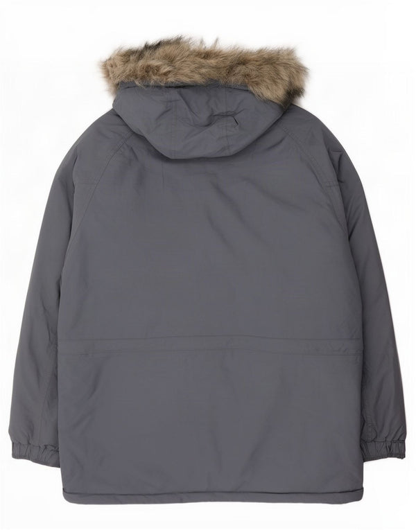 The North Face Veste parka surdimensionnée à capuche pour femme UK 16 Large Bleu Nylon