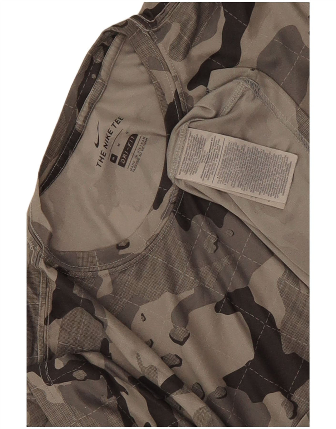 Nike Homme Dri Fit T-Shirt Haut Gris Camouflage Polyester