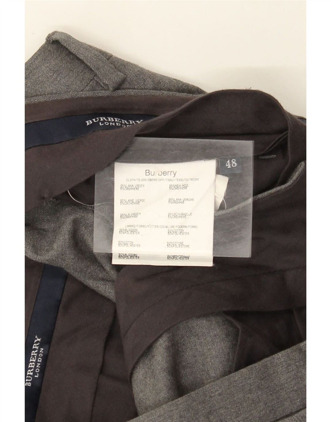Burberry Pantalon de costume pour homme IT 48 Medium W36 L25 Gris laine vierge
