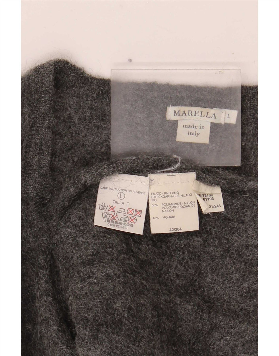 Marella Pull col V pour femme UK 16 Large Gris Polyamide
