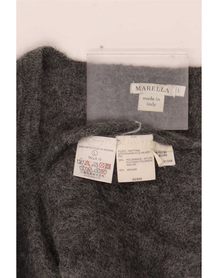 Marella Pull col V pour femme UK 16 Large Gris Polyamide