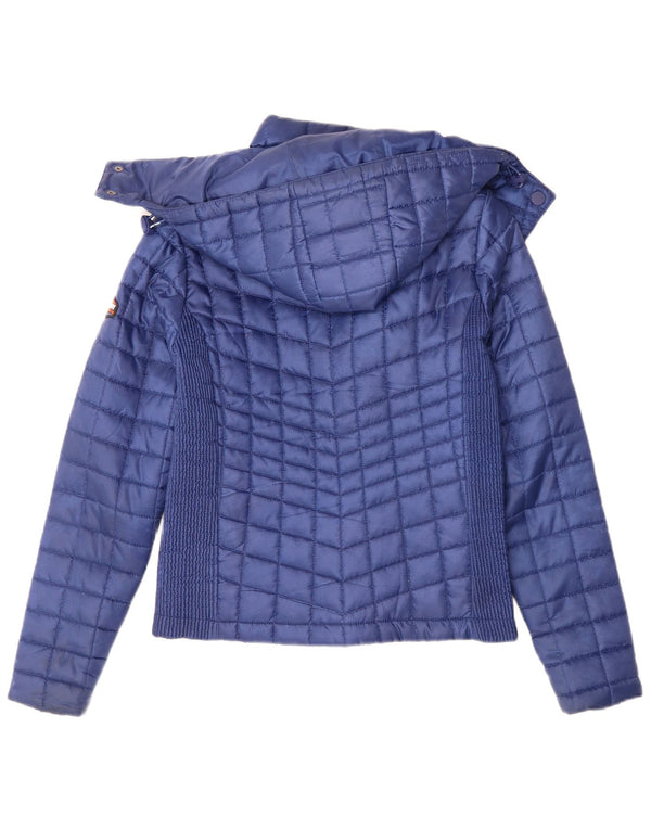 SUPERDRY Veste matelassée à capuche pour femme UK 12 Bleu marine moyen Polyester