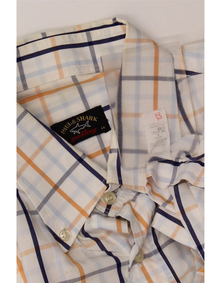 Paul & Shark Chemise Homme Taille 44 XL Coton à Carreaux Blanc