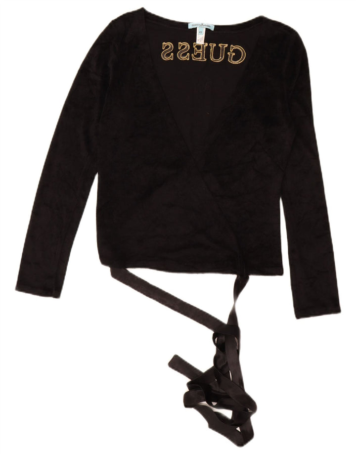 GUESS BY MARCIANO Haut cardigan graphique enveloppant pour femme IT 42 Noir moyen