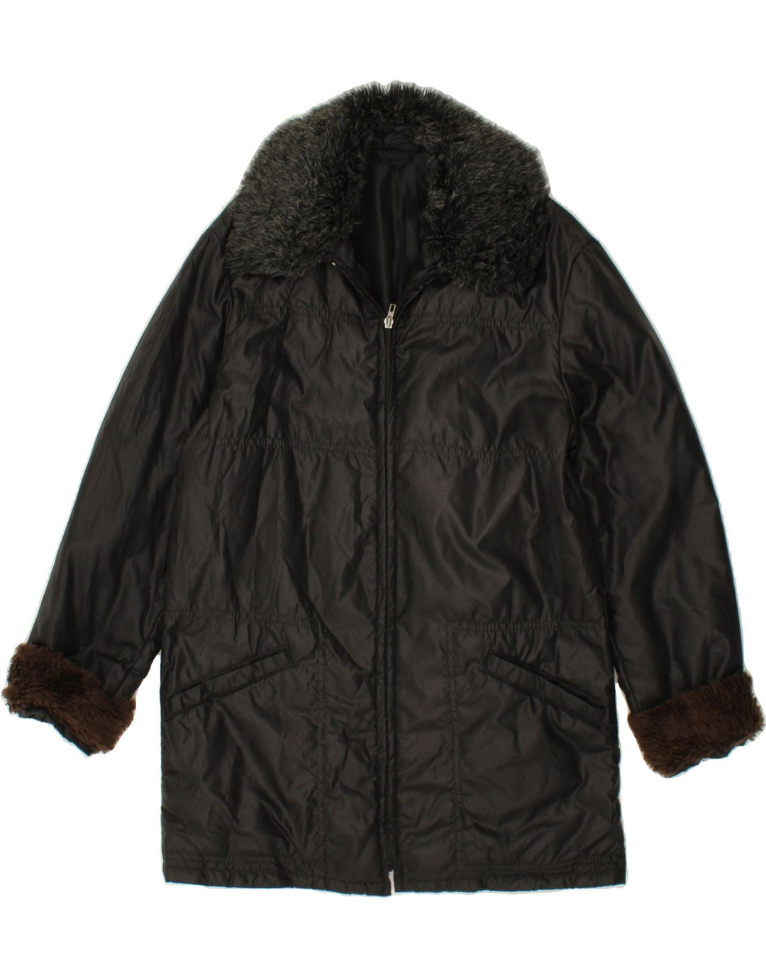 VINTAGE Womens Padded Coat UK 18 XL Black Polyamide Vintage Vintage and Second-Hand Vintage from Messina Hembry 