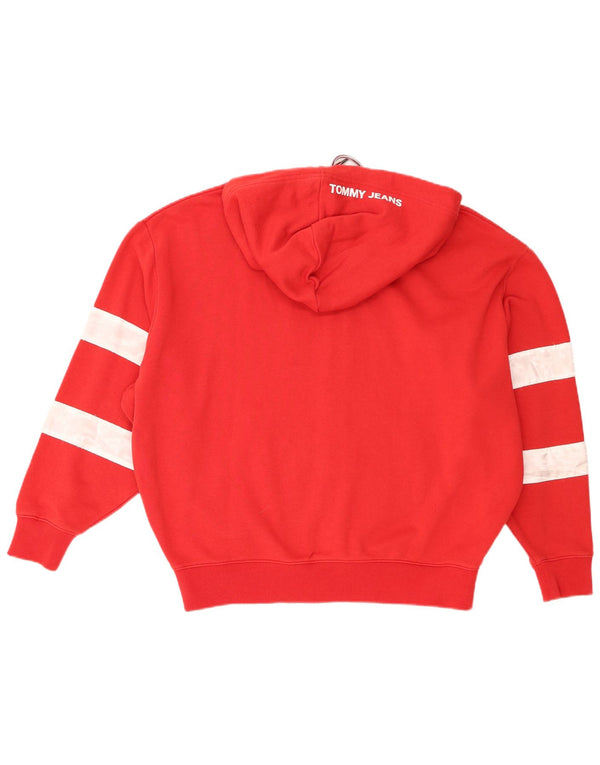 Tommy Hilfiger Pull à capuche zippé coupe ample pour homme en coton color block rouge XS