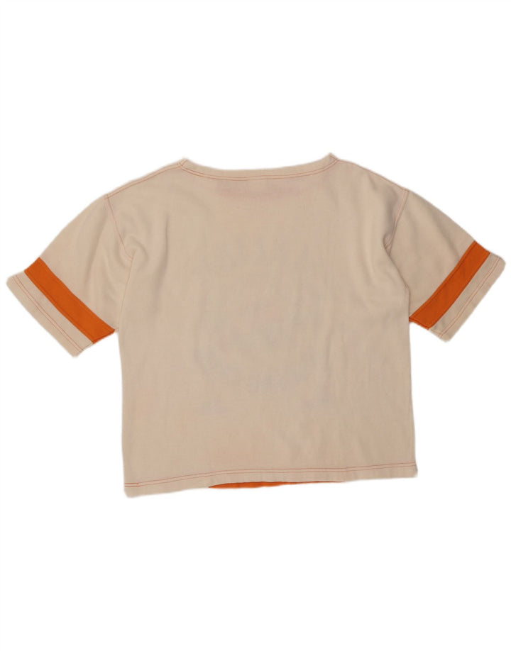 VINTAGE Femmes Malibu Graphique T-Shirt Top UK 14 Medium Off White