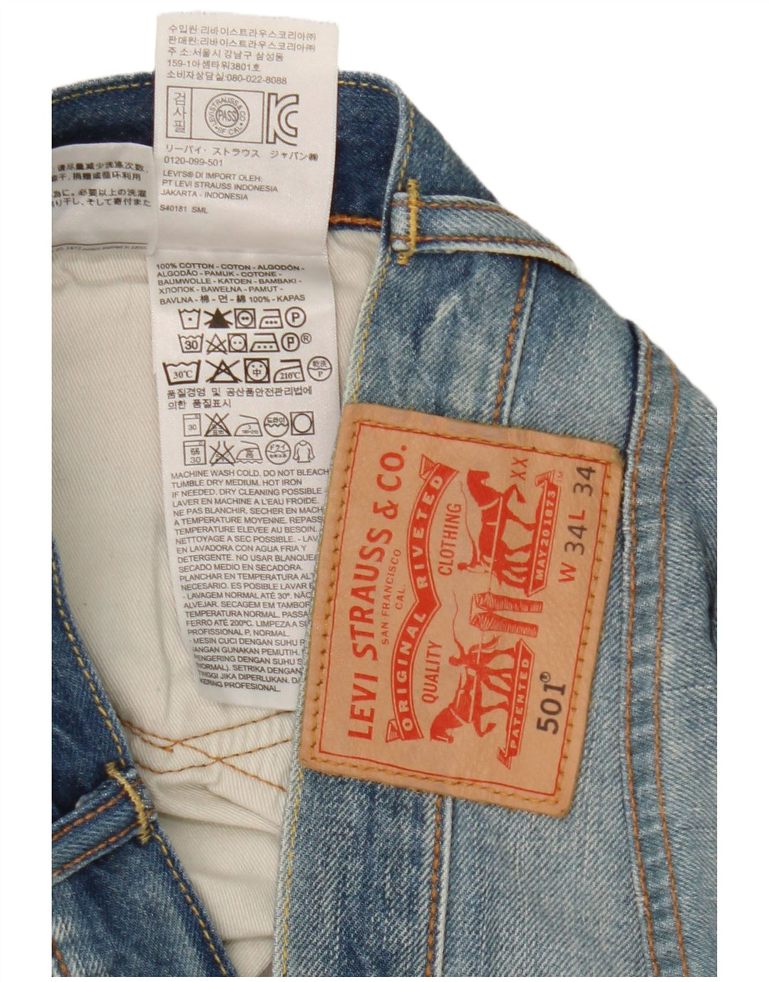 Levi's Jean Droit 501 Homme Bleu W34 L28 Coton