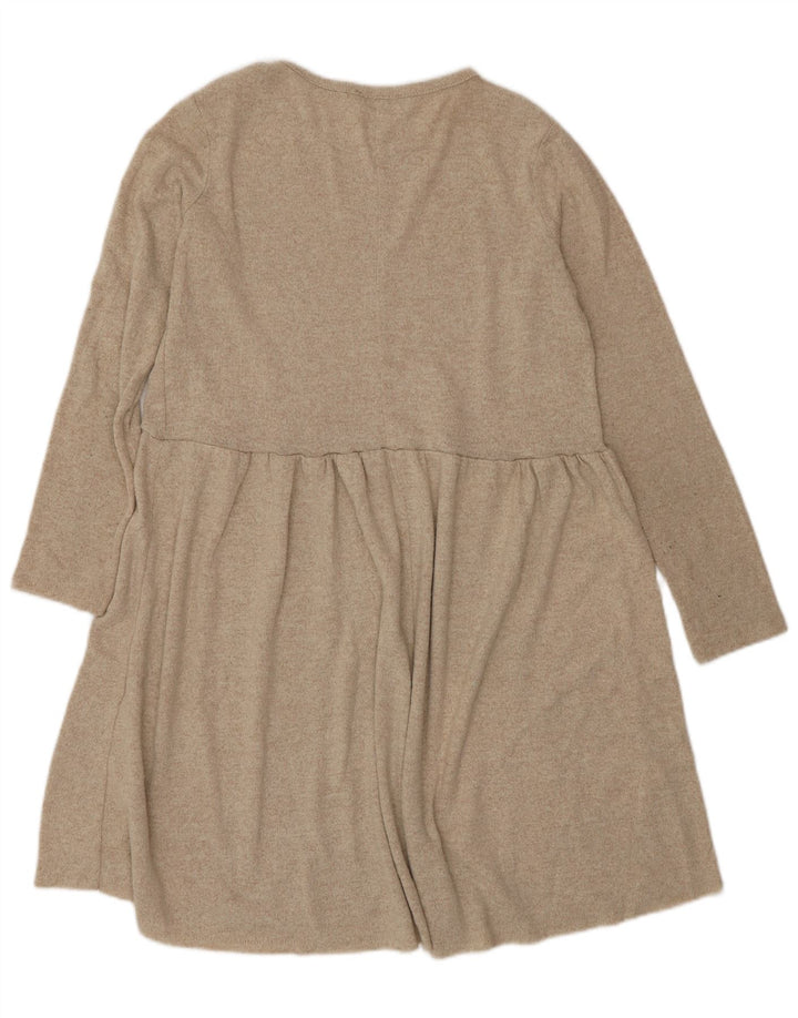Zara Femme Robe Pull UK 10 Petit Beige Polyester