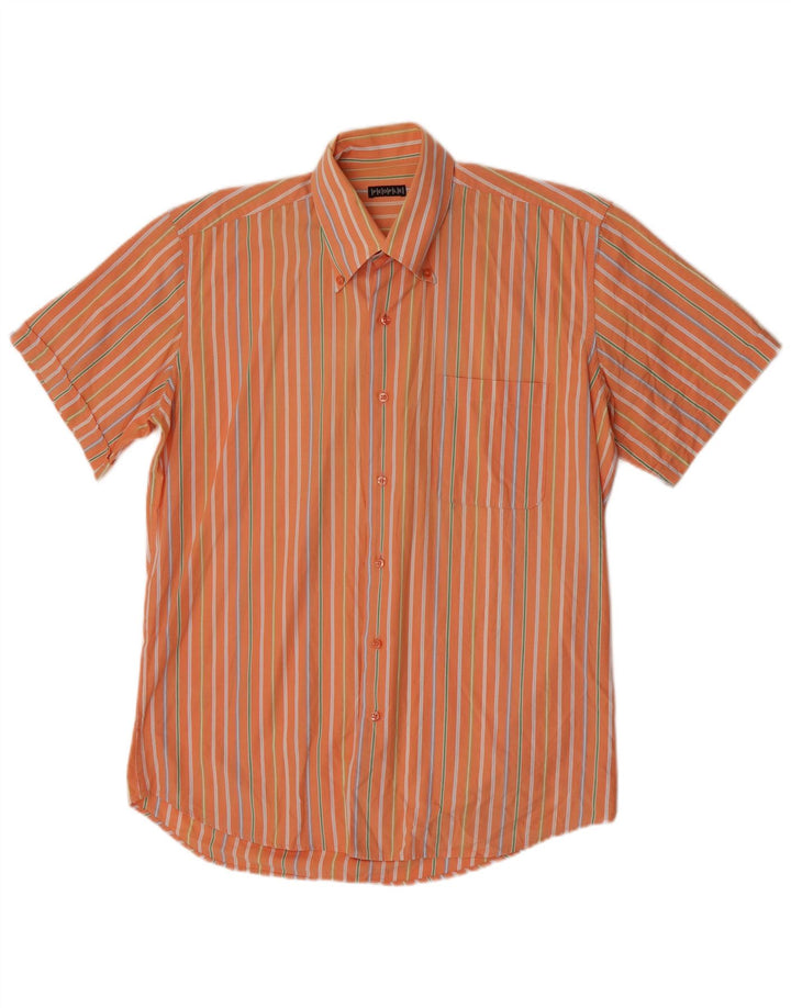 People Chemise à manches courtes pour homme en coton à rayures orange