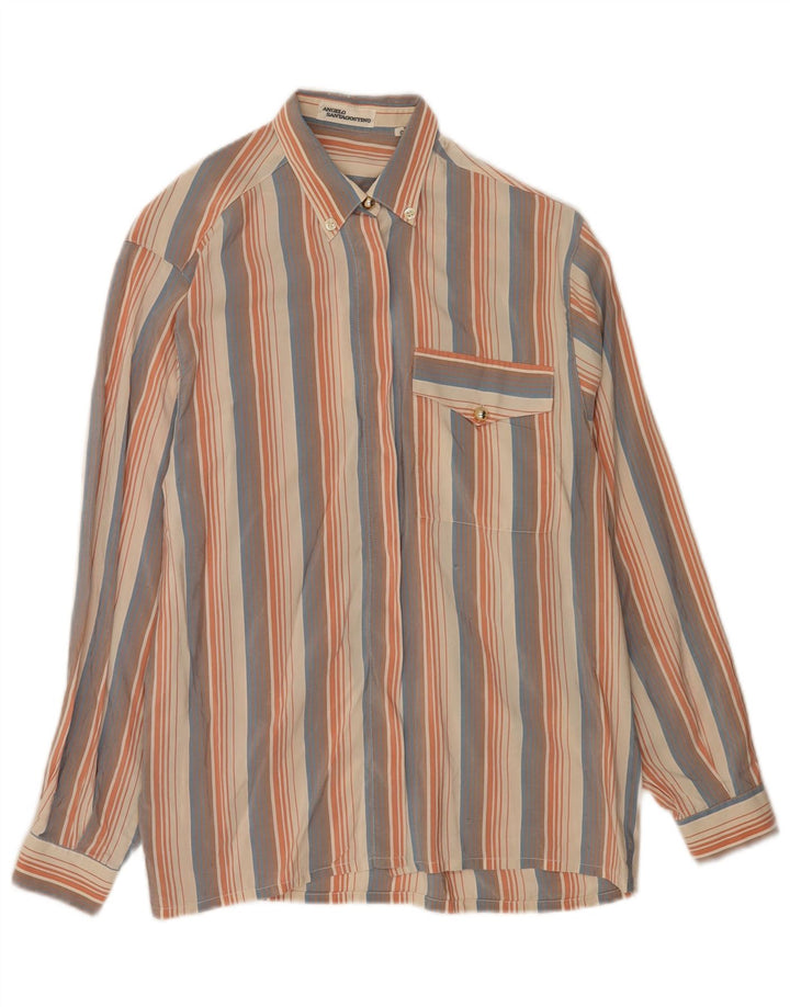 Angelo Santagostino Chemise Femme UK 10 Petit Rayé Multicolore