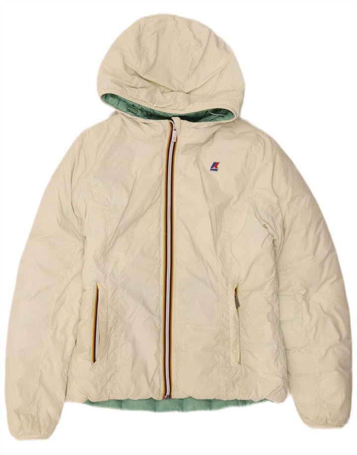 K-Way Veste matelassée réversible à capuche fille 11-12 ans Polyamide blanc cassé