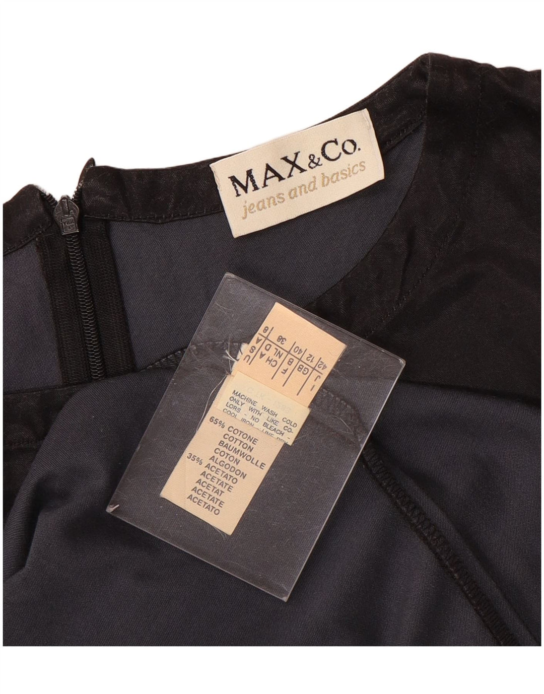 Max & Co. Robe fourreau sans manches pour femme UK 12, coton noir moyen