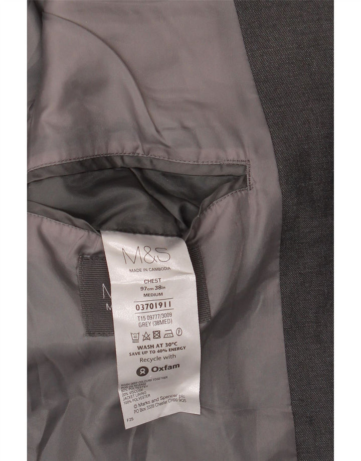 Marks & Spencer Veste blazer à 2 boutons pour homme UK 38 Gris moyen Polyester