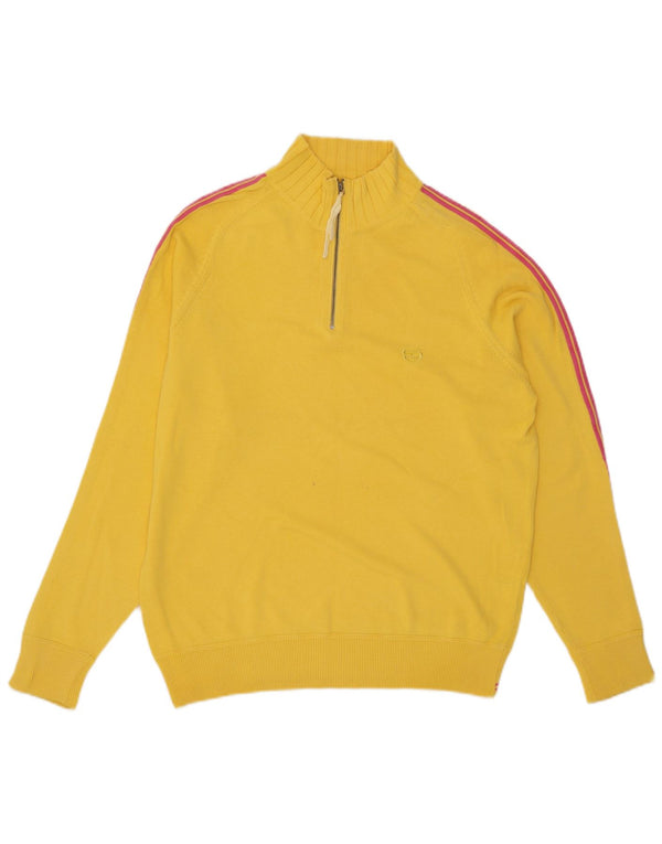 Sergio Tacchini Pull col zippé pour homme en coton rayé jaune grand