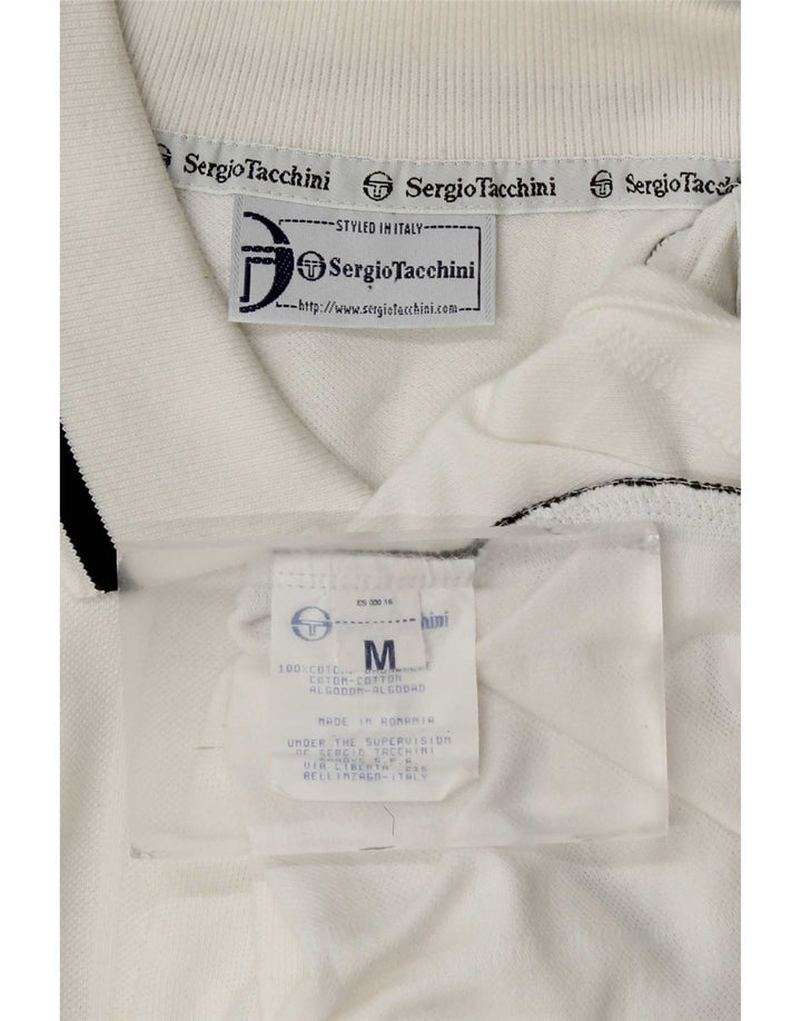Sergio Tacchini Polo Homme Blanc Moyen Coton Colorblock