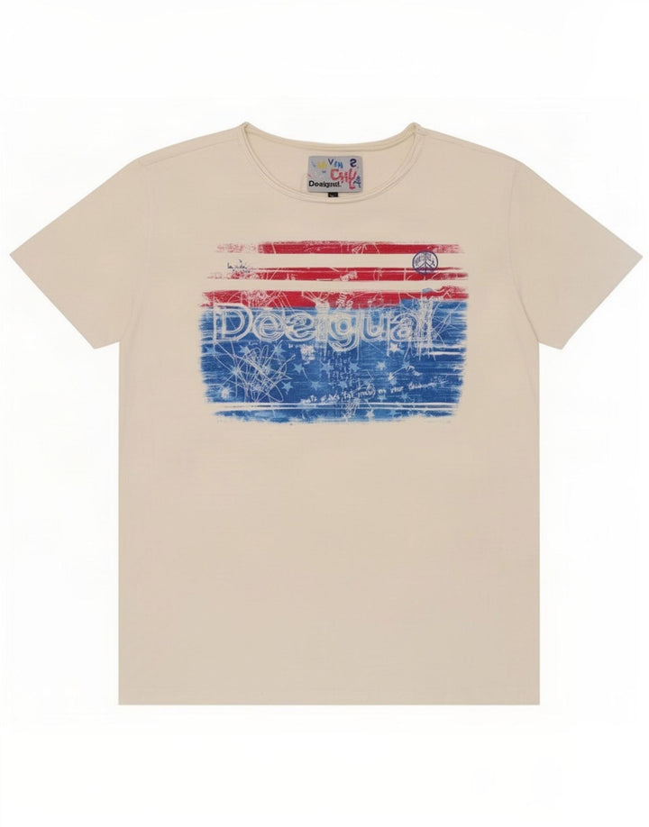 Desigual T-Shirt Graphique Haut Coton Blanc Moyen Homme