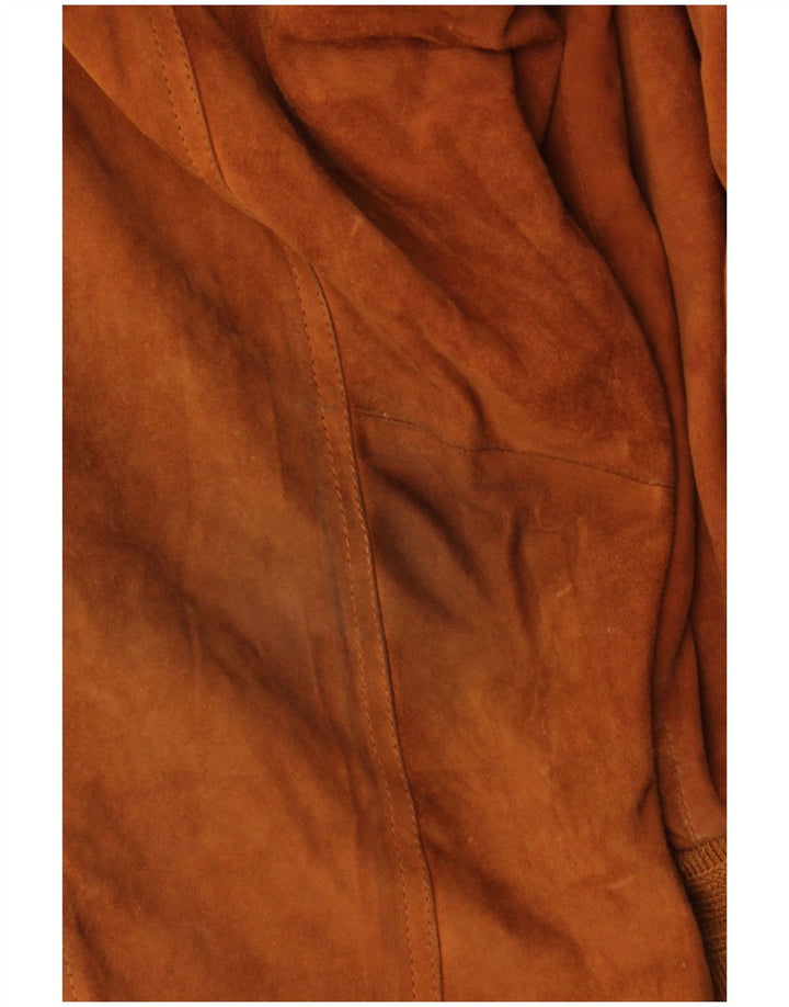 Veste Bomber En Daim Vintage Homme IT 52 XL Cuir Marron