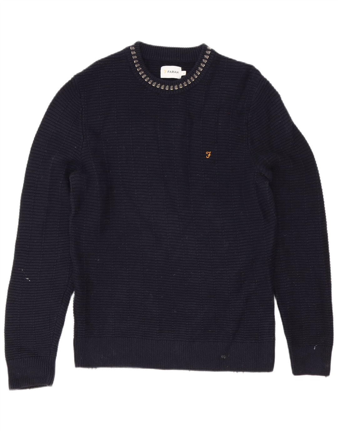 Farah Pull à col rond pour homme en coton bleu marine Taille L