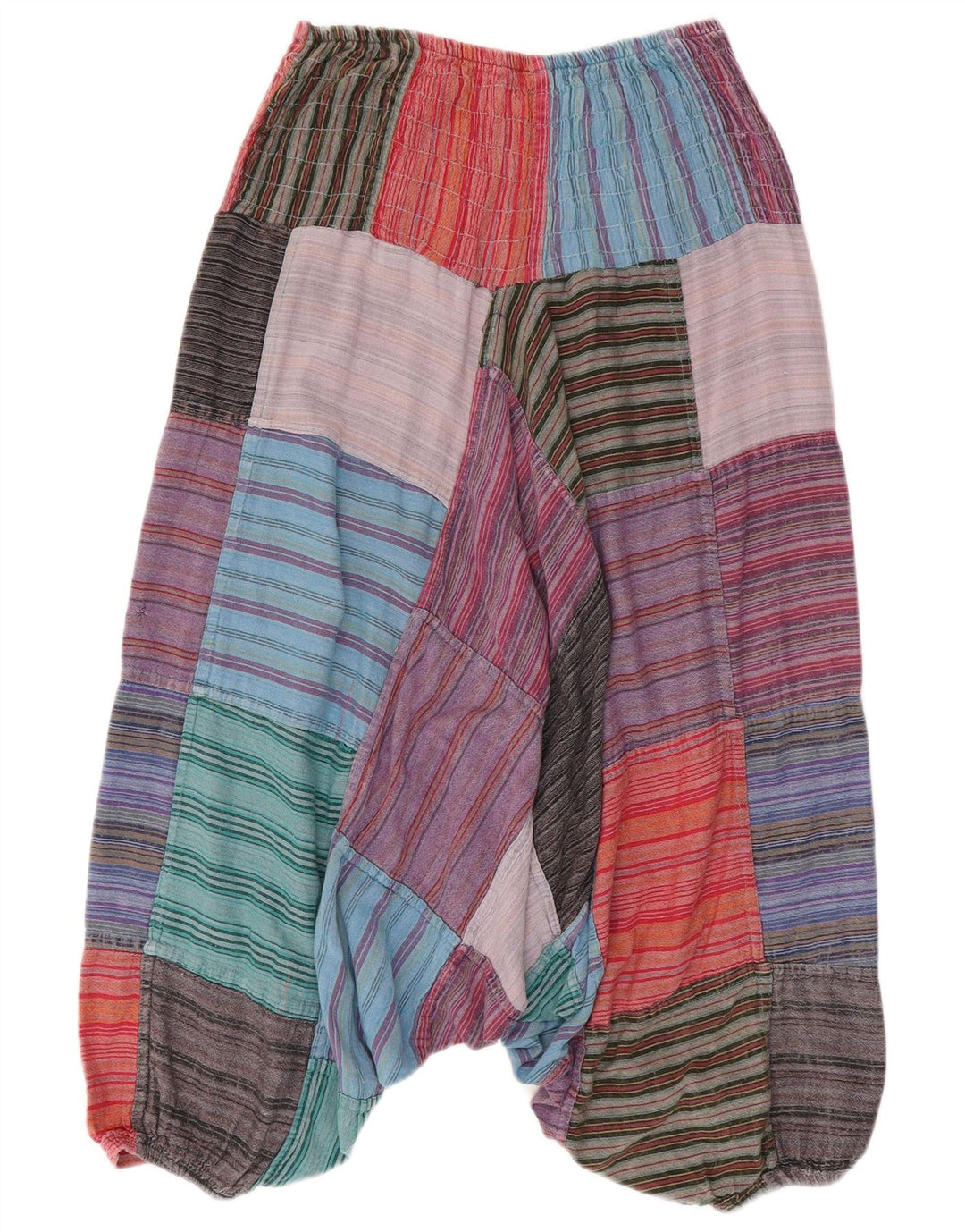 VINTAGE Pantalon Sarouel Femme W30 L22 Patchwork Multicolore