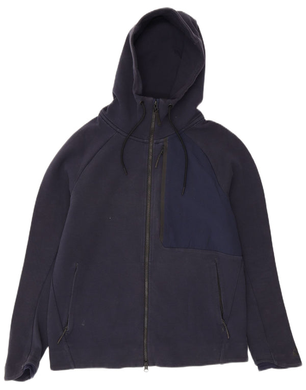 Nike Pull à capuche zippé pour homme en coton color block bleu marine Taille L