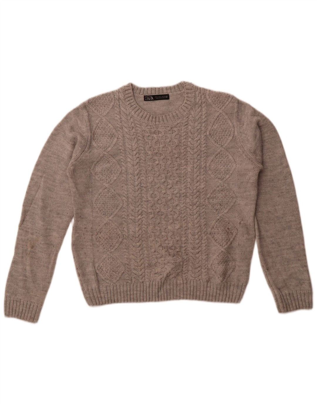 Zara Pull surdimensionné à col rond pour femme UK 10 Petit Acrylique Gris